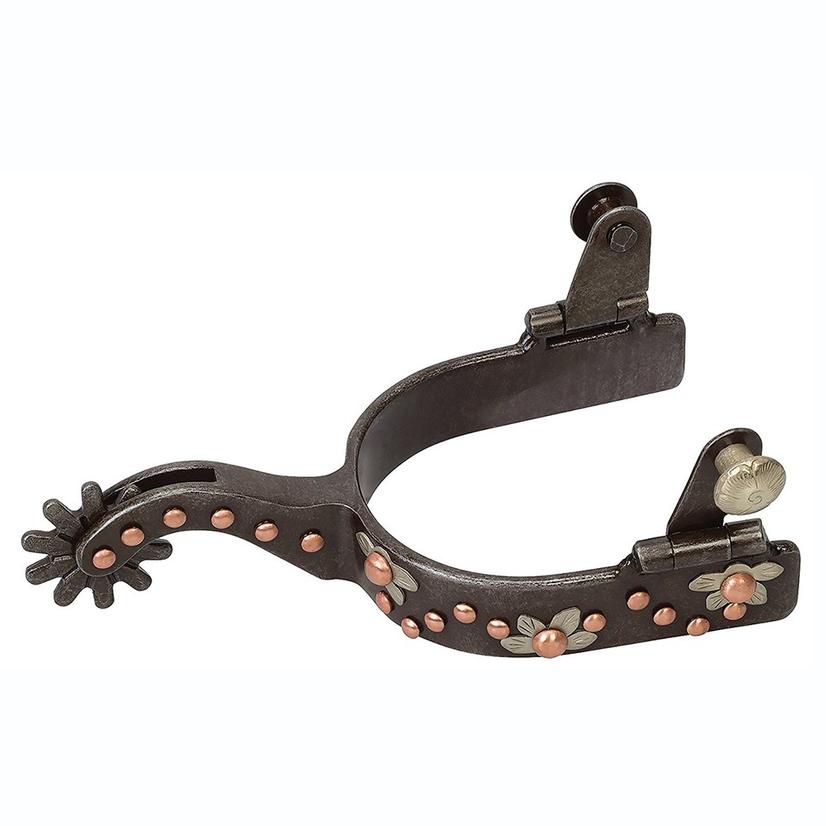  Weaver Ladies ' Spurs German Silver Floral Trim W/Copper Dots