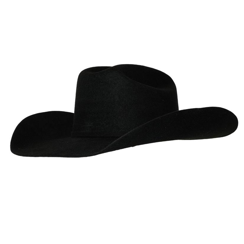  Ariat Black Wool Felt Hat With Self Band And Buckle - Pre- Creased