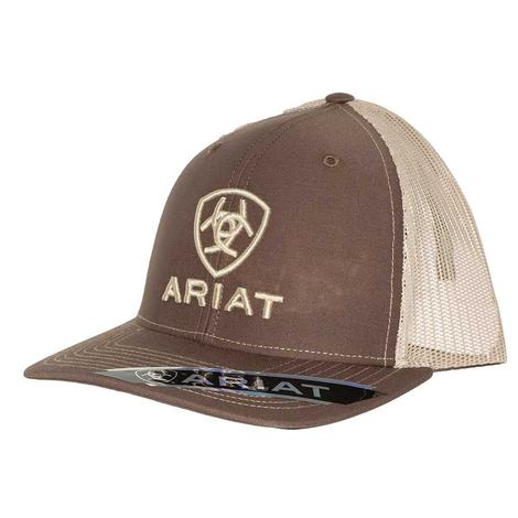 Ariat Brown and Khaki Logo Mesh Back Cap