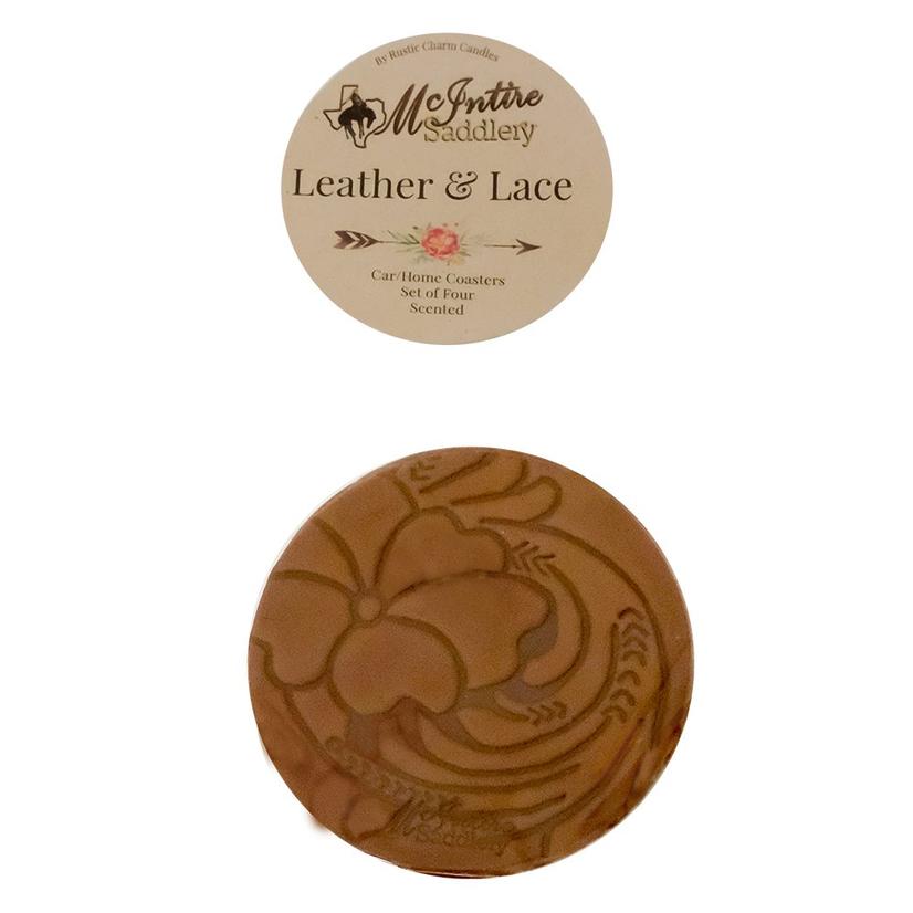  Miranda Mcintire Leather Scented Car Coasters - Leather And Lace