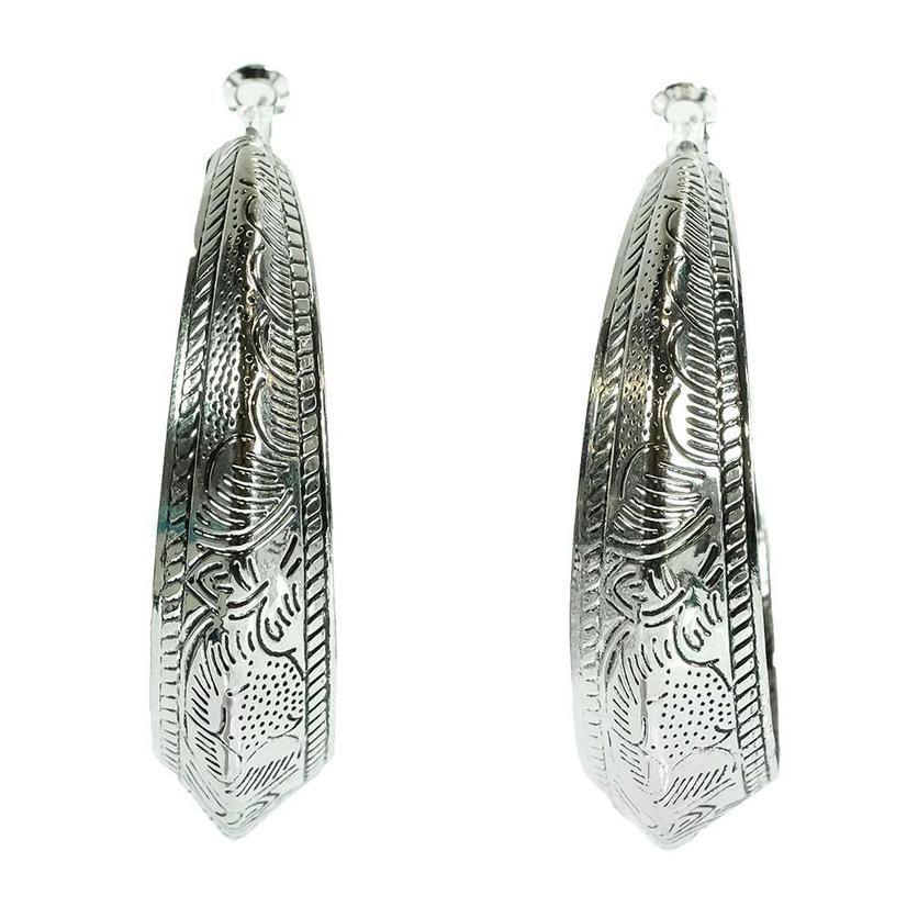  Silver Engraved Hoop Earrings