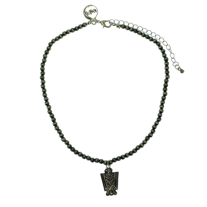  West & Company Dainty Faux Navajo Pearl Necklace With Thunderbird Charm
