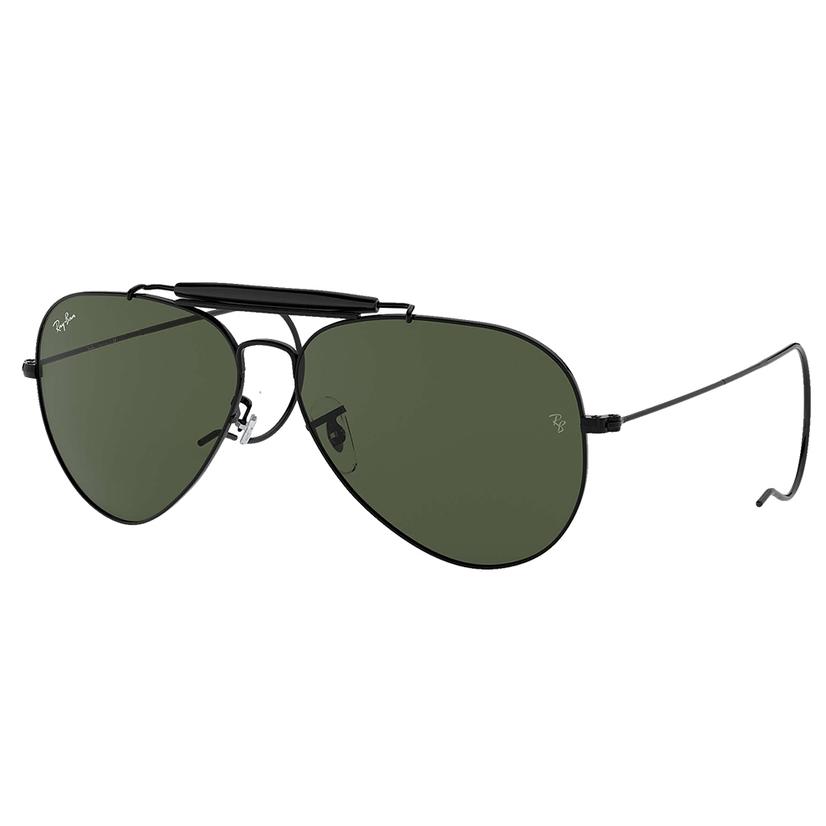  Ray- Ban Outdoorsman Black Metal Frame Gren Classic G- 15 Lens Sunglasses