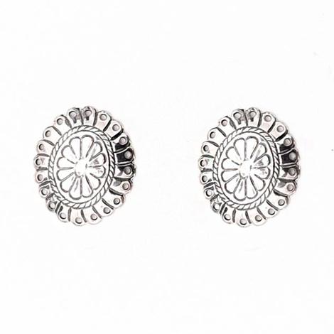 Small Silver Concho Stud Earrings