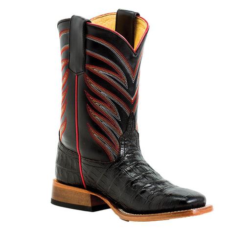 Anderson Bean Black Caiman Print Boy's Kid Boots