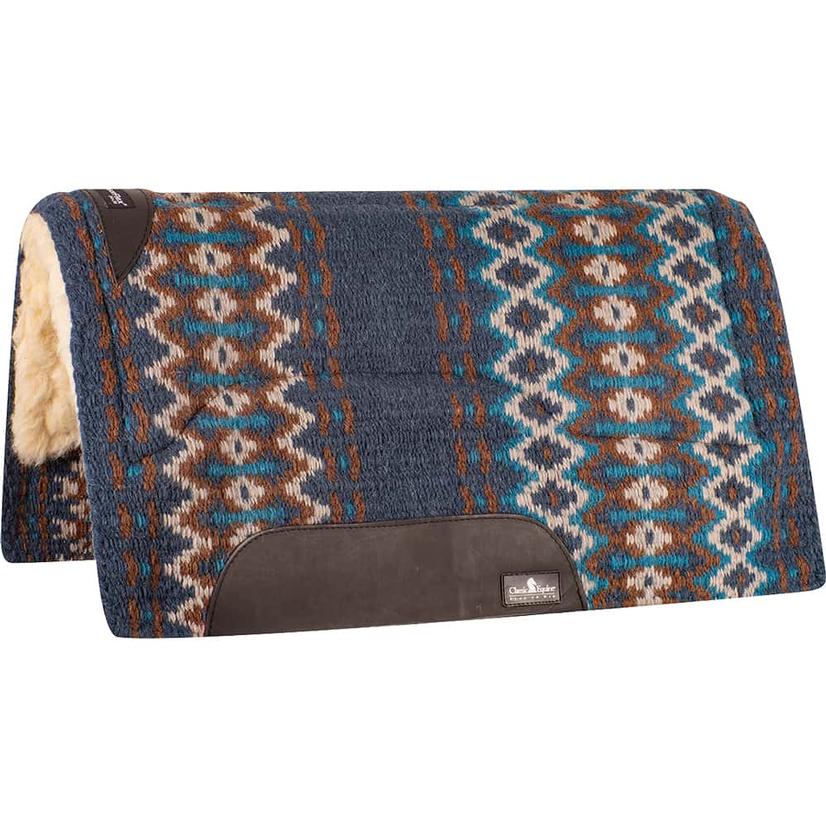 Classic Equine Sensorflex Wool Top Pad 34x38 NAVY/CHESTNUT