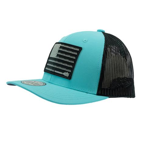 Hooey Liberty Roper Turquoise and Black Flag Patch Mesh Back Cap