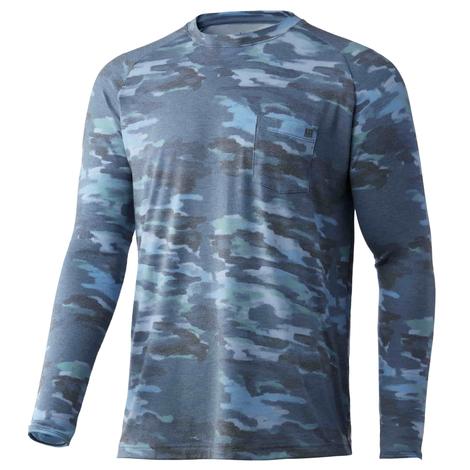 Huk Titanium Blue Waypoint Edisto Long Sleeve Men's Shirt 
