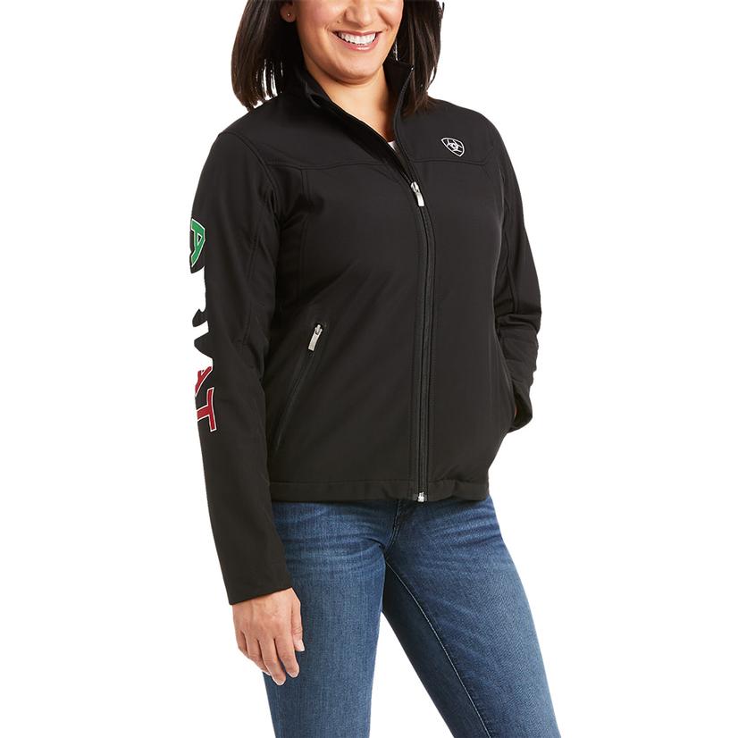  Ariat Classic Team Softshell Black With Mexico Embroidered Women's Jacket
