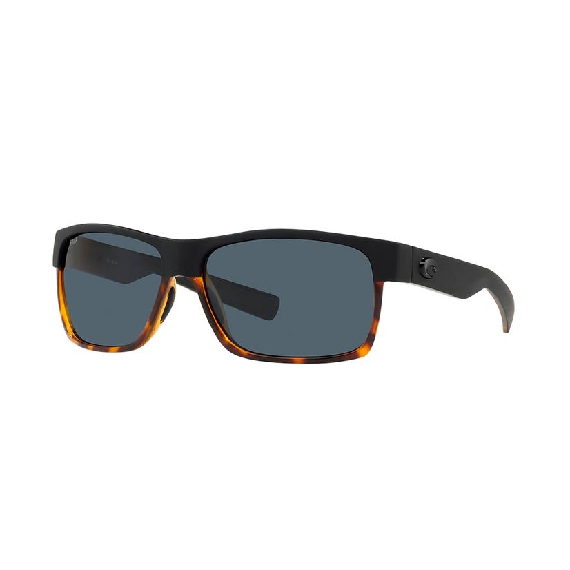  Costa Half Moon Black And Shiny Tortoise Frame Gray Polarized Poly Lens Sunglasses