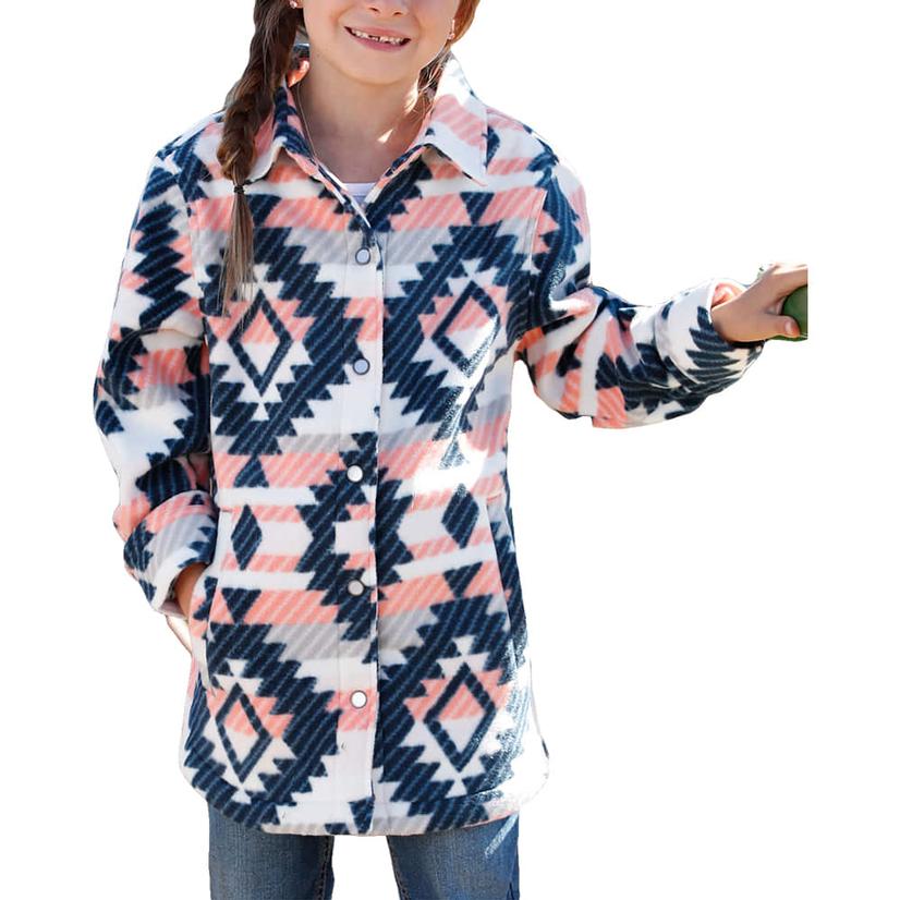  Cinch   Pink Aztec Print Girls Shirt Jacket