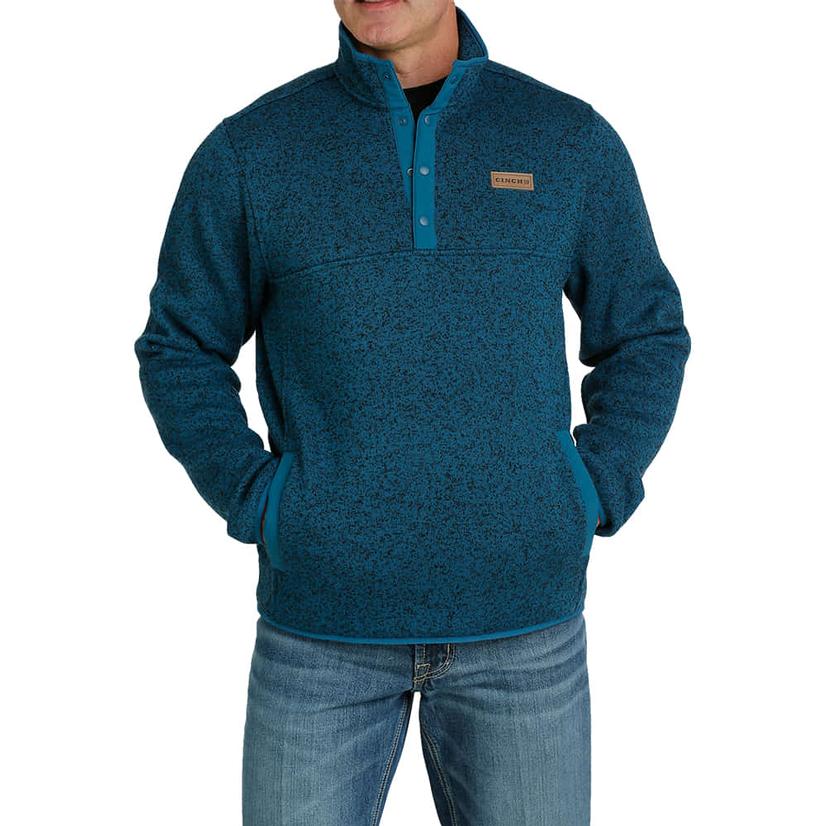  Cinch Teal Quarter Button Men's Pullover