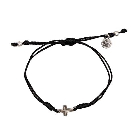 My Saint My Hero Jewelry Filled by Faith Gold-Tone Cross and Logo Charm Black Bracelet