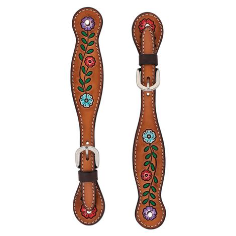Turquoise Cross Floral Vine Women's Spur Straps