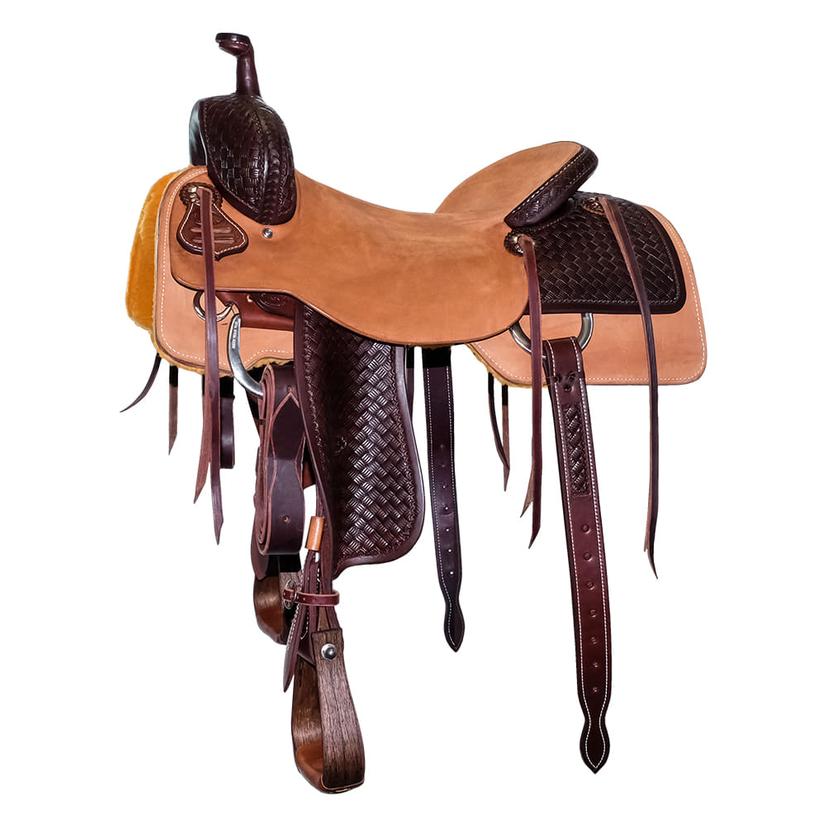  Stt Half Mahogany Big Weave Tool Half Natural Roughout Ranch Cutter Saddle