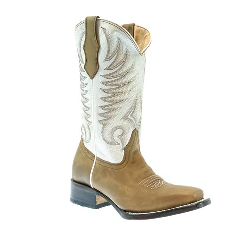 Corral White Shaft Tan Kid's Cowboy Boots