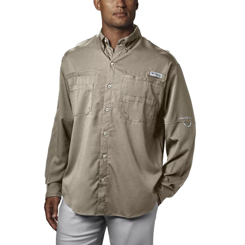  Columbia Tamiami Ii Long Sleeve Tall Fossil Men's Shirt