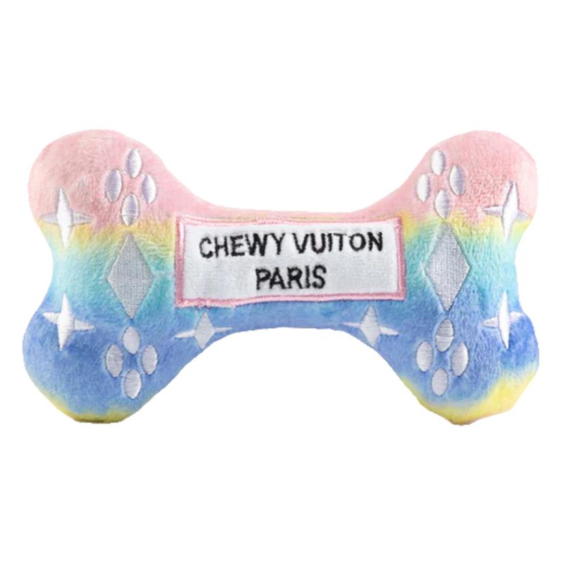  Haute Diggity Dog Large Pink Ombre Chewy Vuiton Bone Squeaker Dog Toy