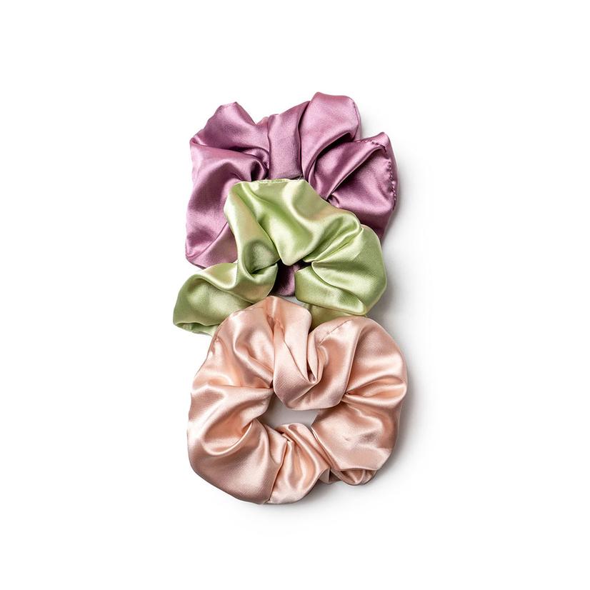 Lemon Lavender Mane Squeeze Oversized Satin Scrunchies 3 Pack PURPLE/GREEN/ORANGE