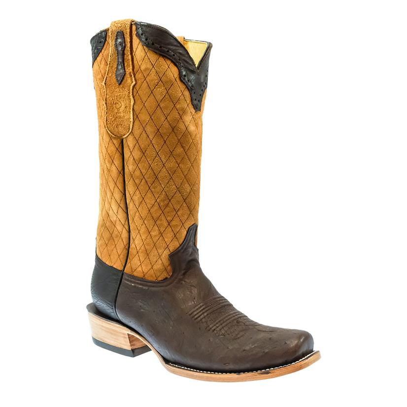  Serna Brown Smooth Ostrich Toffee Tan Cross Stitch Top Men's Boots