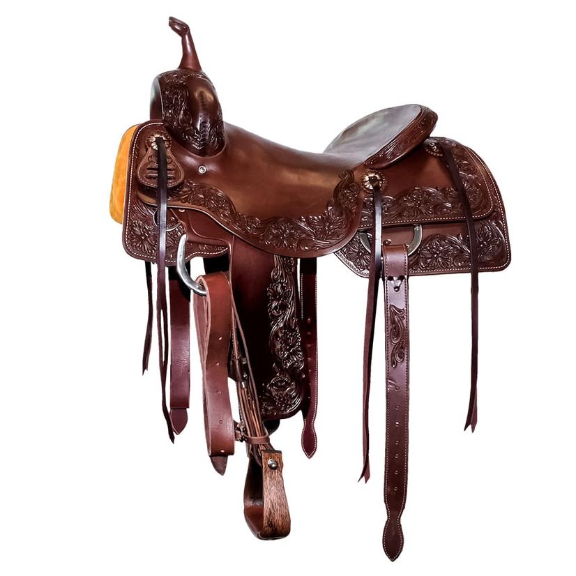  Stt Full Natural Slickout Floral Border Tool Cutting Saddle