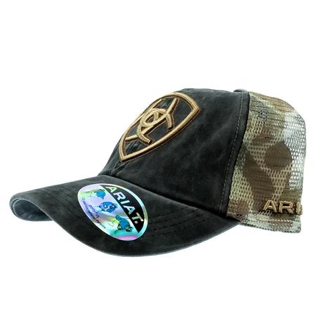 Ariat Grey and Camo Ponytail Camp Mesh Back Cap