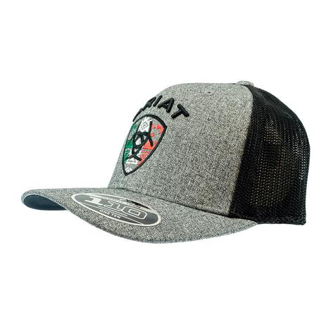 Ariat Mexico Logo Grey and Black Mesh Back Cap