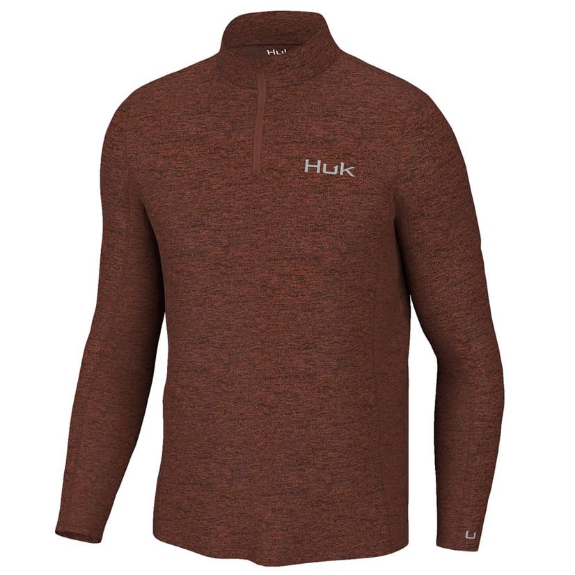  Huk Coldfront Baked Clay Heather Quarter Zip Men's Sweater