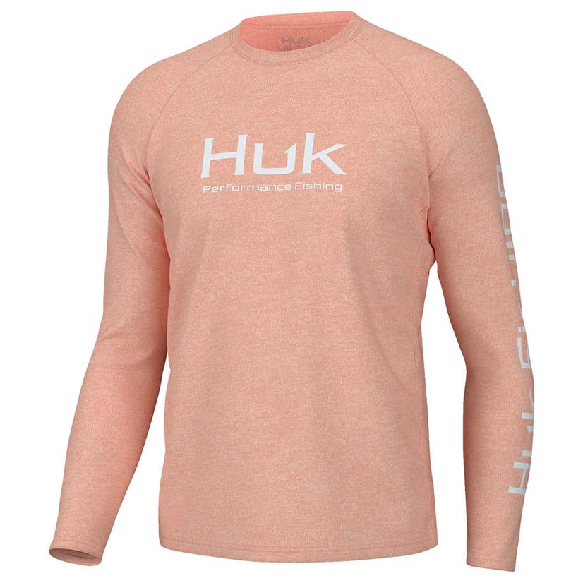  Huk Pursuit Peach Nectar Long Sleeve Men's Shirt