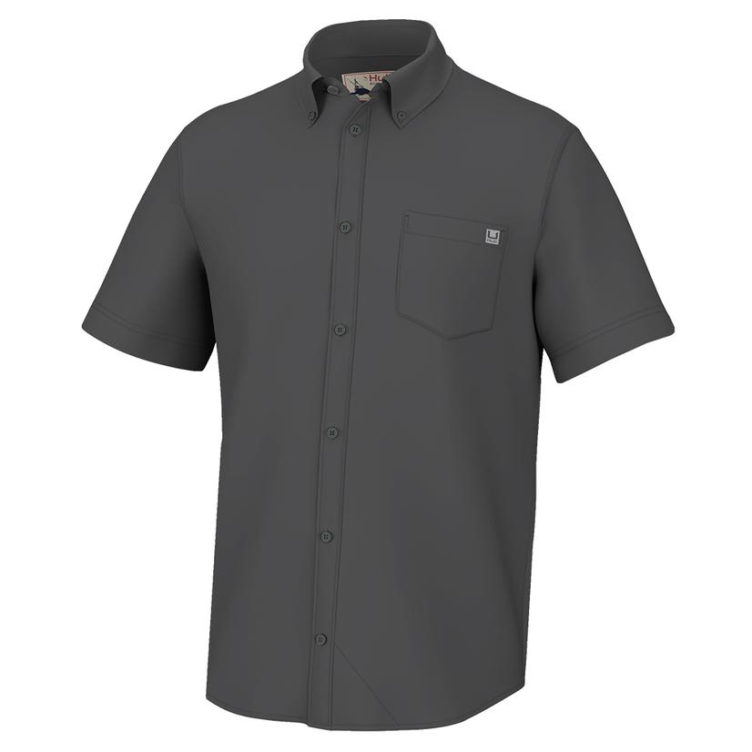  Huk Kona Solid Volcanic Ash Men's Short Sleeve Shirt