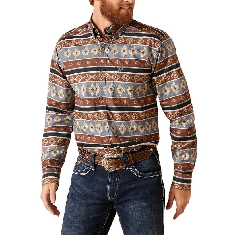  Ariat Nelly Men's Brown Long Sleeve Button- Down Shirt