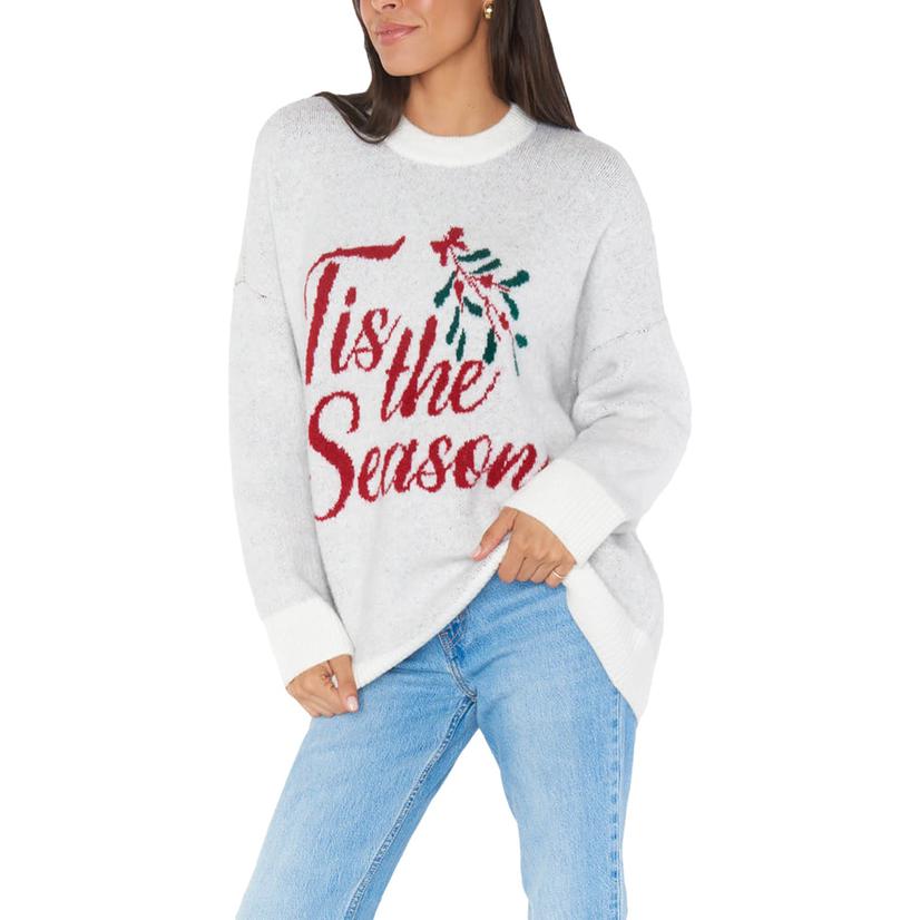 Show Me Your Mumu Classic Crewneck  Graphic Women's Sweater SILVER