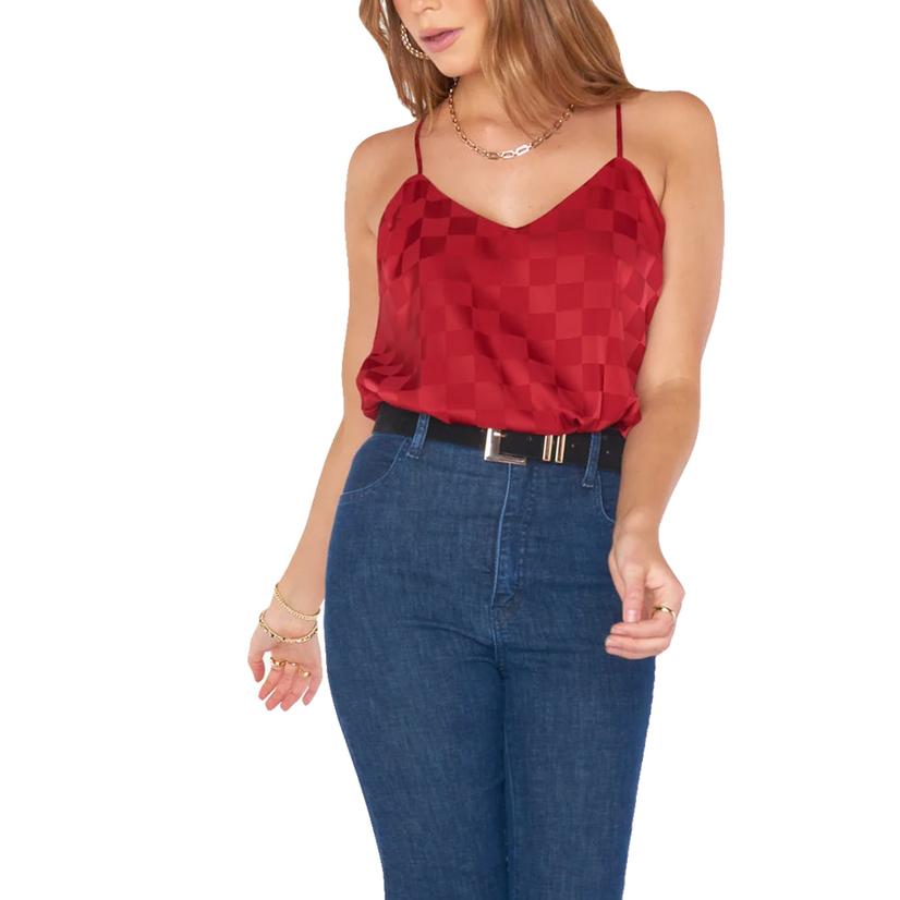  Show Me Your Mumu Spotlight Red Checkerboard Women's Tank