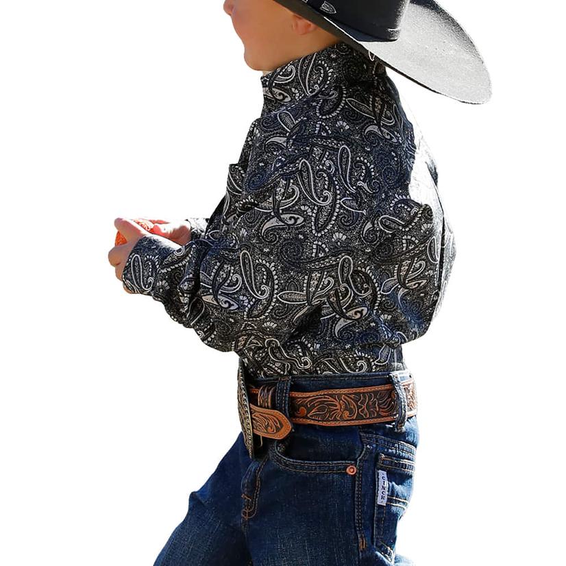  Cinch Infant Boy's Black Long Sleeve Button- Down Shirt