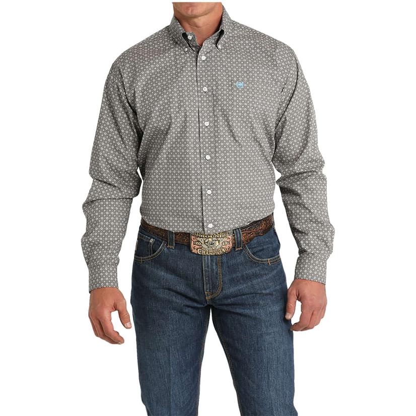  Cinch Long Sleeve Button- Down Blue Men's Shirt