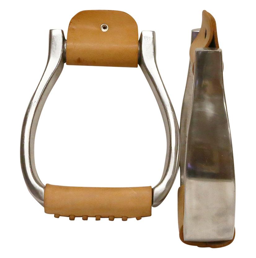  Aluminum Leather Wrapped Visalia Stirrups