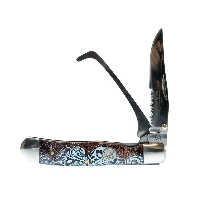  Whiskey Bent Knives Tooled Country Hoof Pick Knife With Clip