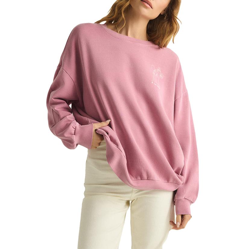  Z Supply Orchid Palm Sunday Women's Sweatshirt