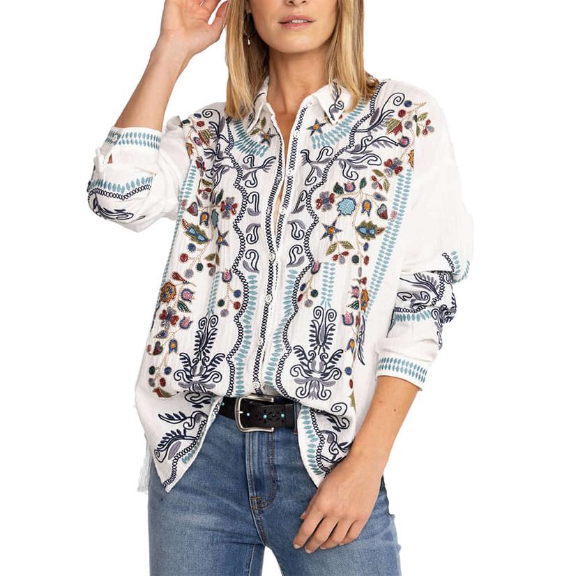  Biya White Merrick Women's Blouse