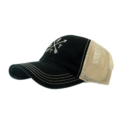 STT Embroidered Compass Black and Tan Mesh Back Cap