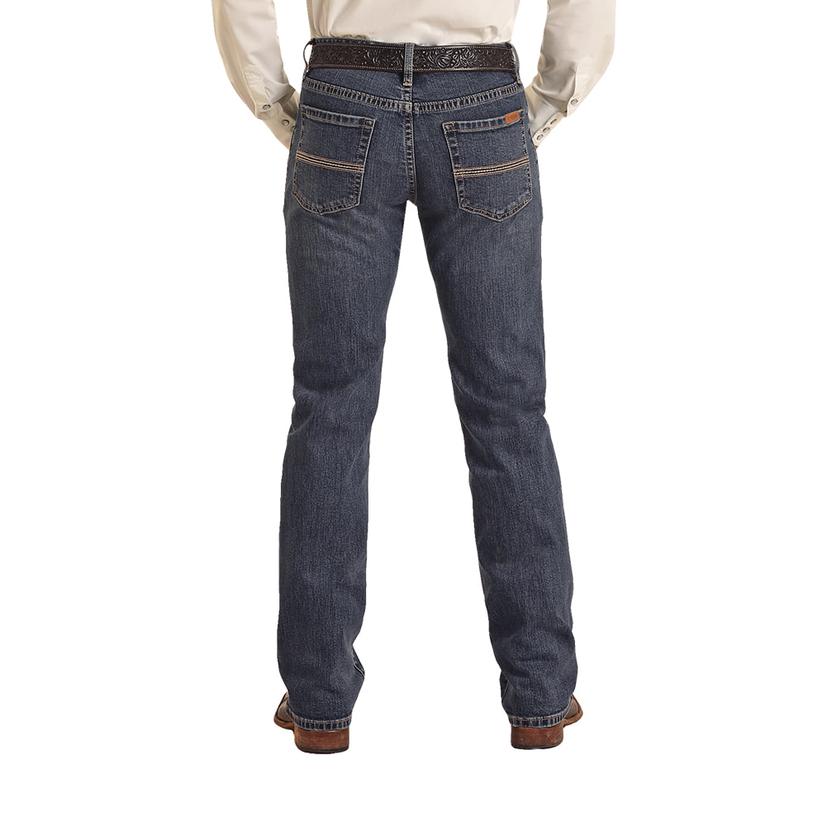  Rock & Roll Vintage 46 Two Toned Embroidered Revolver Men's Jeans