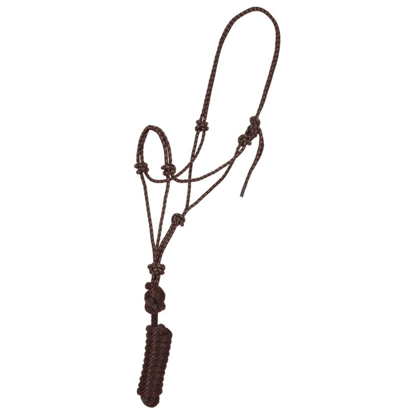 Mustang Economy Mountain Rope Halter with Lead BROWN/TAN