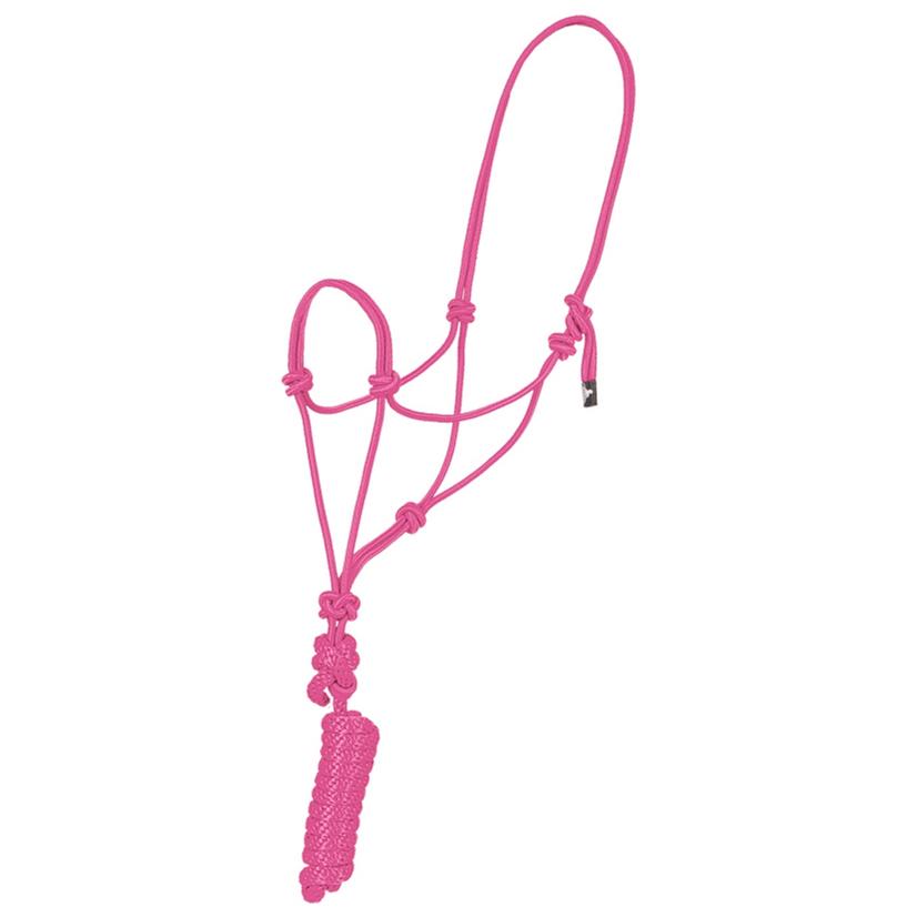 Mustang Economy Mountain Rope Halter with Lead HOT_PINK