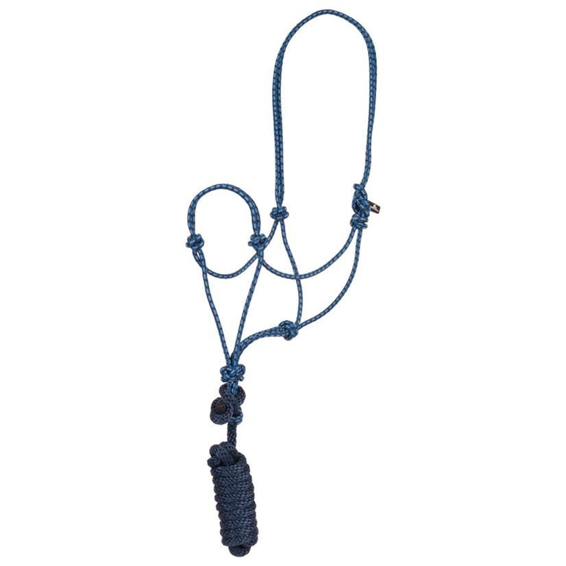 Mustang Economy Mountain Rope Halter with Lead NAVY/BLUE