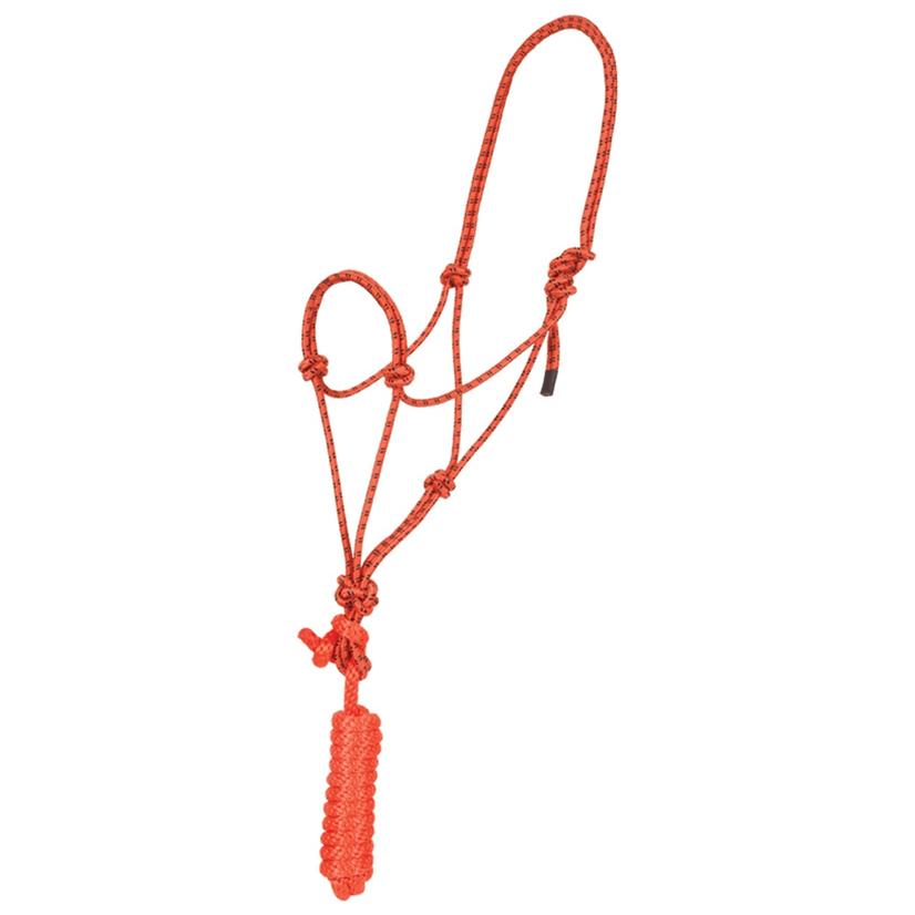 Mustang Economy Mountain Rope Halter with Lead ORANGE/BLACK
