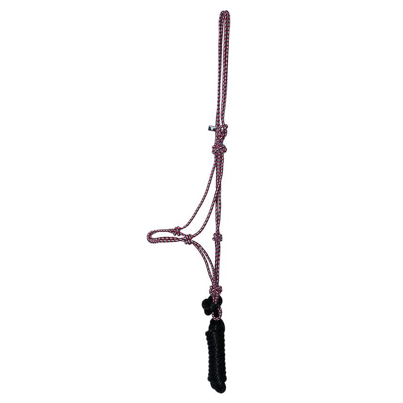Mustang Economy Mountain Rope Halter with Lead RED/TURQ/BLACK