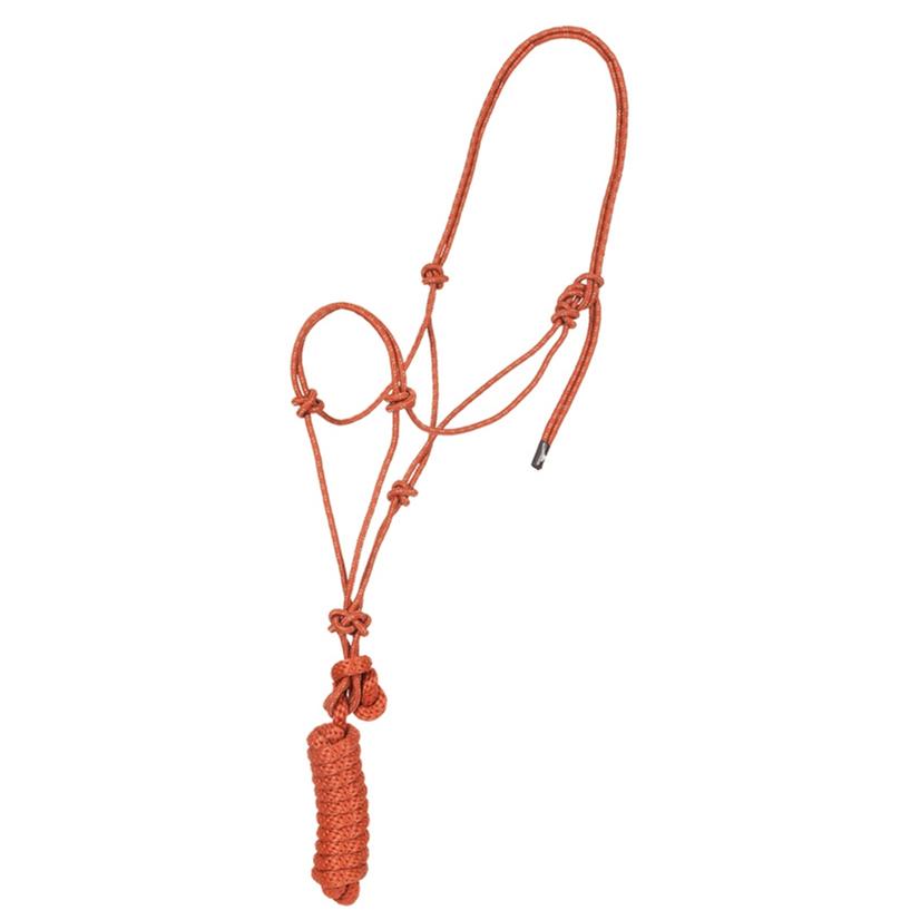 Mustang Economy Mountain Rope Halter with Lead RUST/TAN