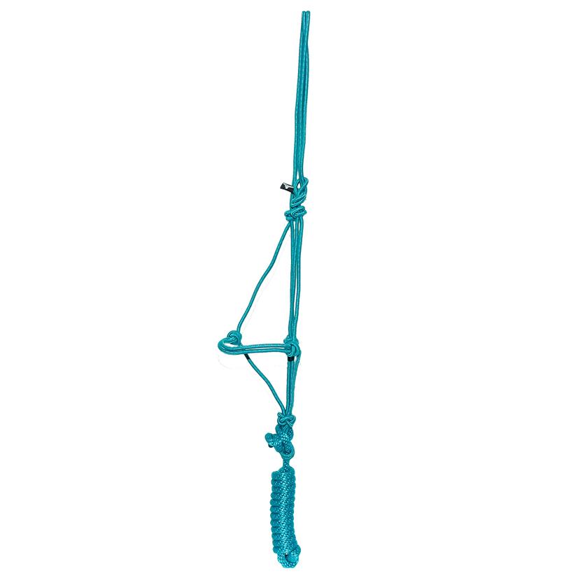 Mustang Economy Mountain Rope Halter with Lead TEAL/TAN