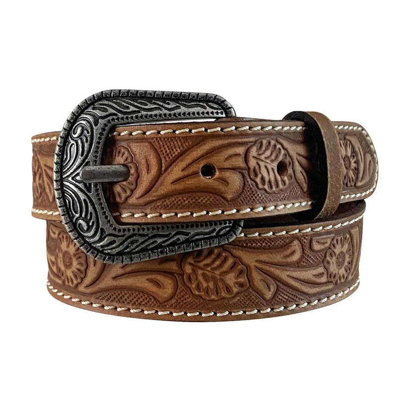  Roper Brown Floral Tooled Girl's Belt