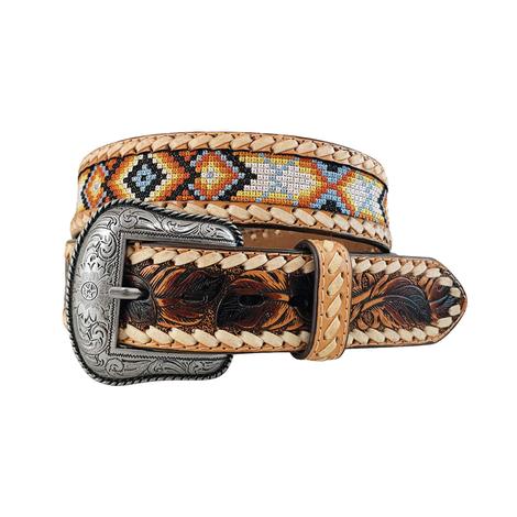 Roper Brown Embroidered Aztec Inlay Men's Belt